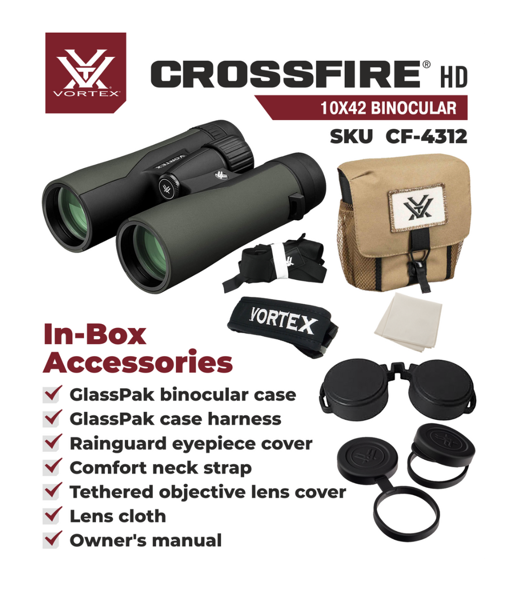 Binoculares Vortex® Crossfire HD 10x42mm Estuche y Arnés