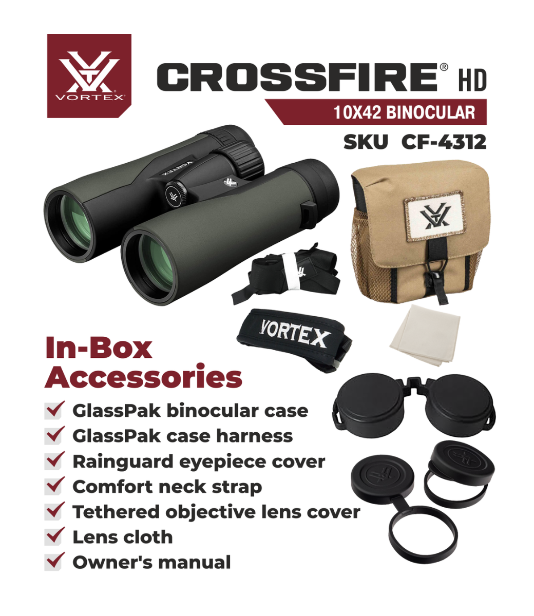 Binoculares Vortex® Crossfire HD 10x42mm Estuche y Arnés