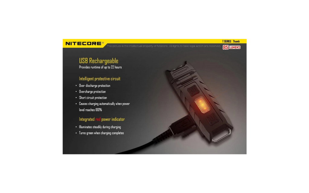 Linterna Llavero Nitecore® Led 85 Lumens Recargable