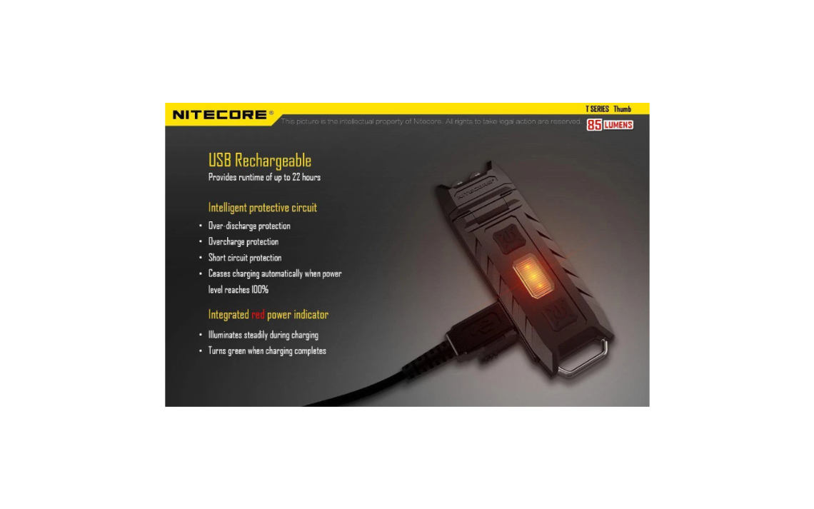 Linterna Llavero Nitecore® Led 85 Lumens Recargable