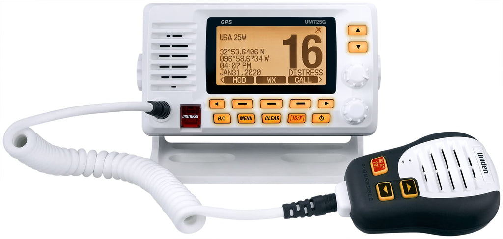 Radio Marino Uniden GPS y Bluetooth c/Antena Vhf Fibra y Base - Combo Completo