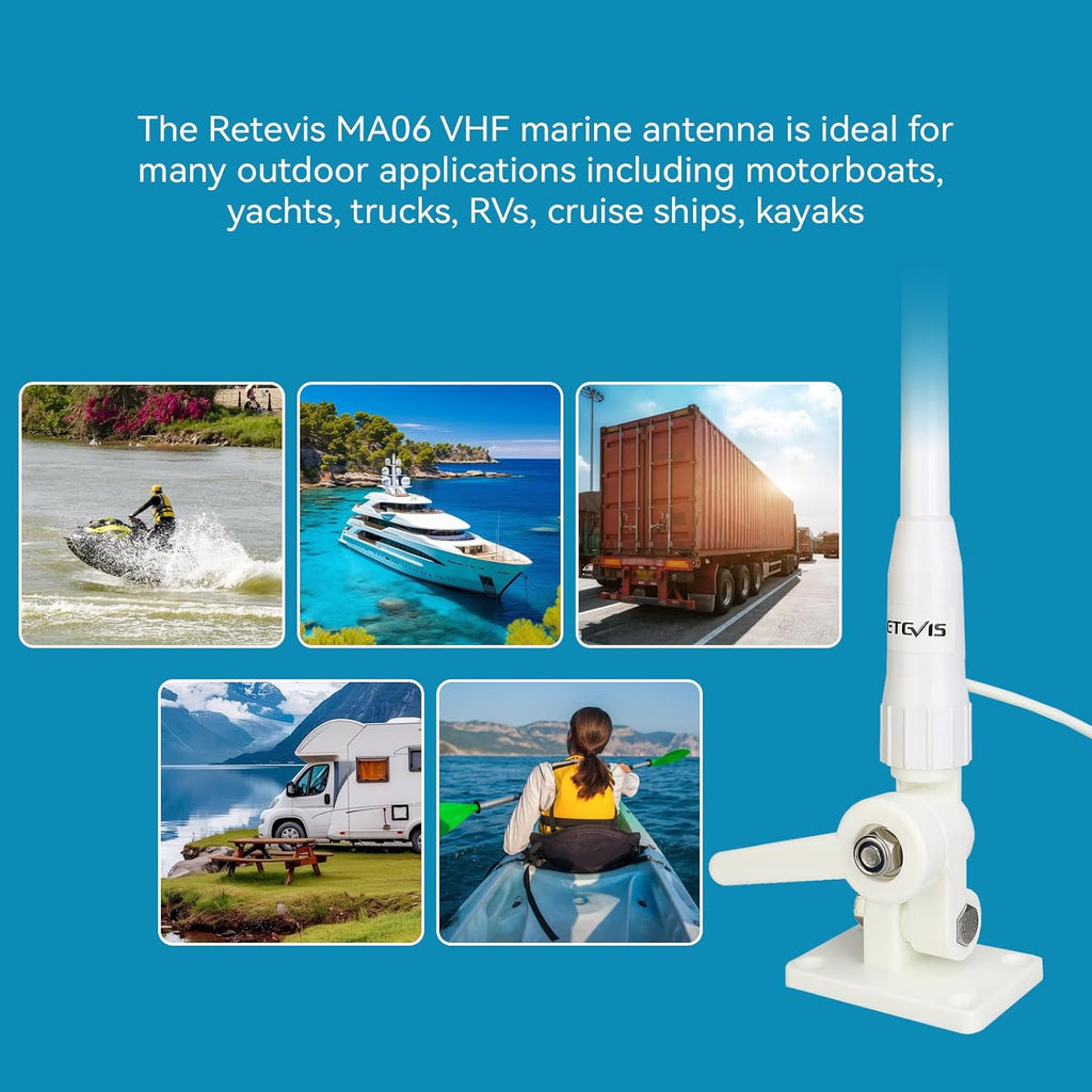 Radio Marino Uniden GPS y Bluetooth c/Antena Vhf Fibra y Base - Combo Completo