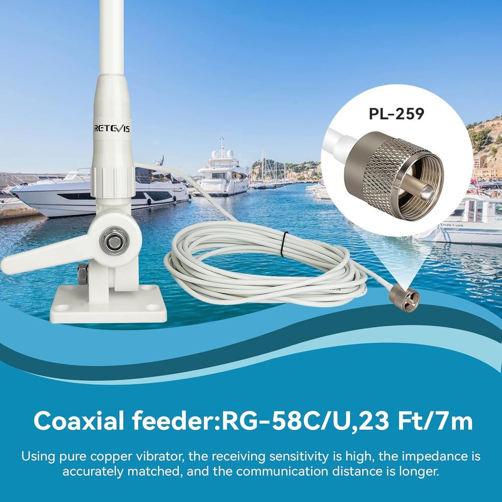Radio Marino Uniden GPS y Bluetooth c/Antena Vhf Fibra y Base - Combo Completo