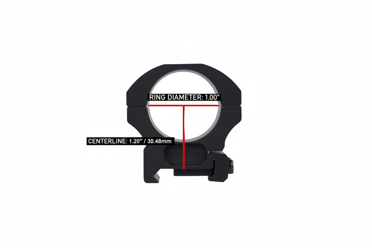 Montura Monstrum® 1" Pulg Diámetro P/Mira de Rifle Anilletas Riel Picatinny