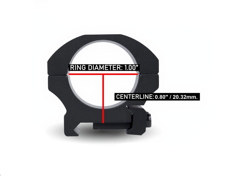 Montura Monstrum® 1" Pulg Diámetro P/Mira de Rifle Anilletas Riel Picatinny